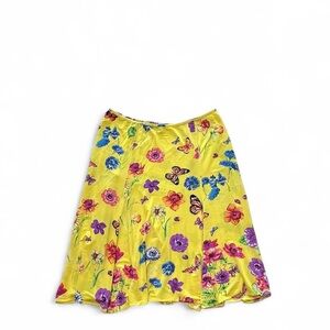Versace Jeans Collection Yellow Floral A-Line Skirt with Multicolor Flowers